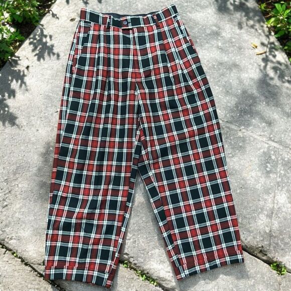 Smash Other - Smash Vintage 90s Black Red White Slacks Pants Polyester Men's Size W32 x L30